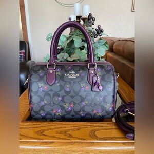 Coach Rowan Floral Satchel in Signature Canvas